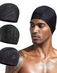 Women Men Spandex Swimming Cap Black Lightning
