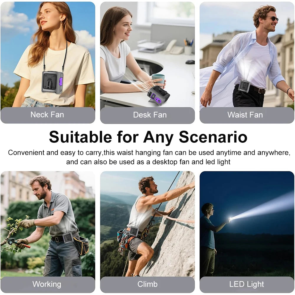 Portable Cooling Waist Fan Mini USB Neck Fan 8000mAh
